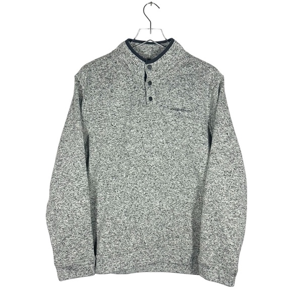Eddie Bauer Men’s Large Radiator Fleece 1/4 Snap Mock Pullover Sweatshirt Gray - Picture 1 of 12